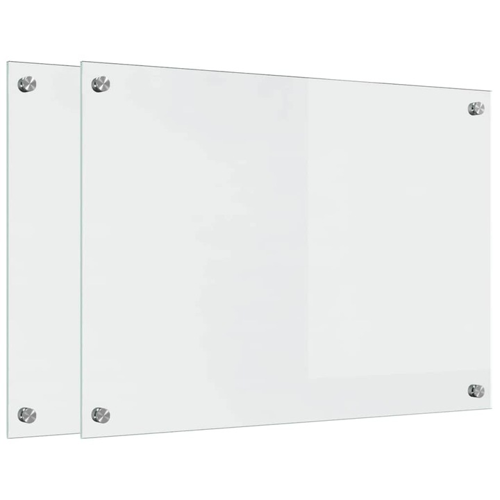 vidaXL Konyhai splashback 2 pcs Átlátszó 70 x 50 cm edzett üveg 3415531
