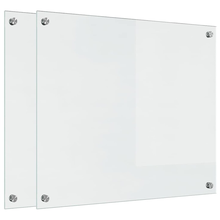 vidaXL Konyhai splashback 2 pcs Átlátszó 70 x 60 cm edzett üveg 3415532