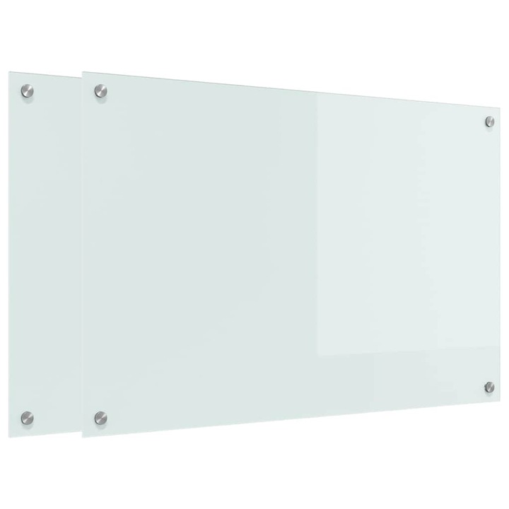 vidaXL Konyhai splashback 2 pcs Fehér 90 x 60 cm edzett üveg 3415526