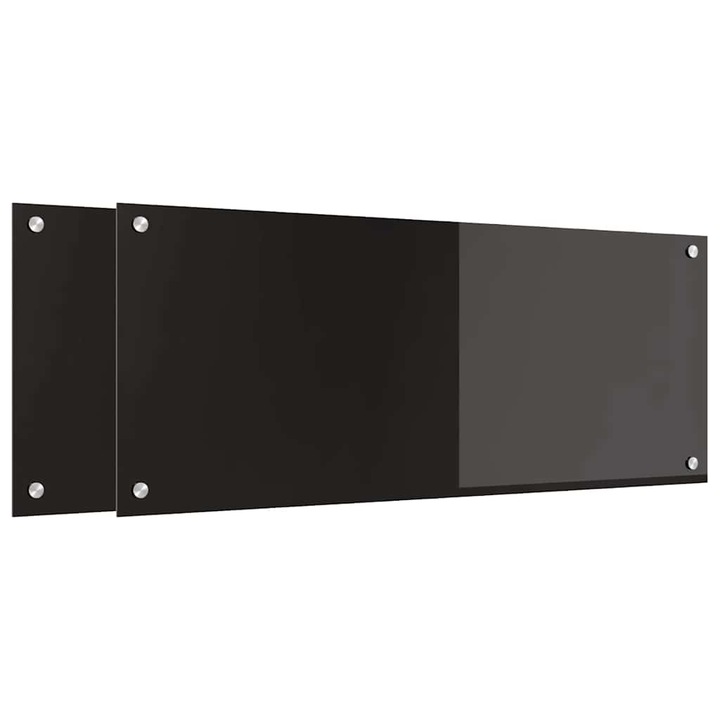 vidaXL Konyhai splashback 2 pcs Fekete 100 x 40 cm edzett üveg 3415551