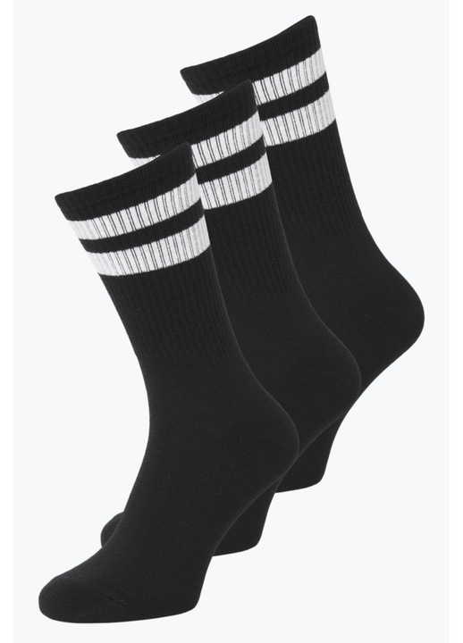 Jack & Jones Комплект 3 чифта тенис чорапи, мъжки, JACTRAVIS, с лого, Черен, 39-42