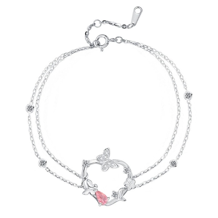 Bratara Fairy Blossom – Arignt 925, cu piatra de zirconiu roz