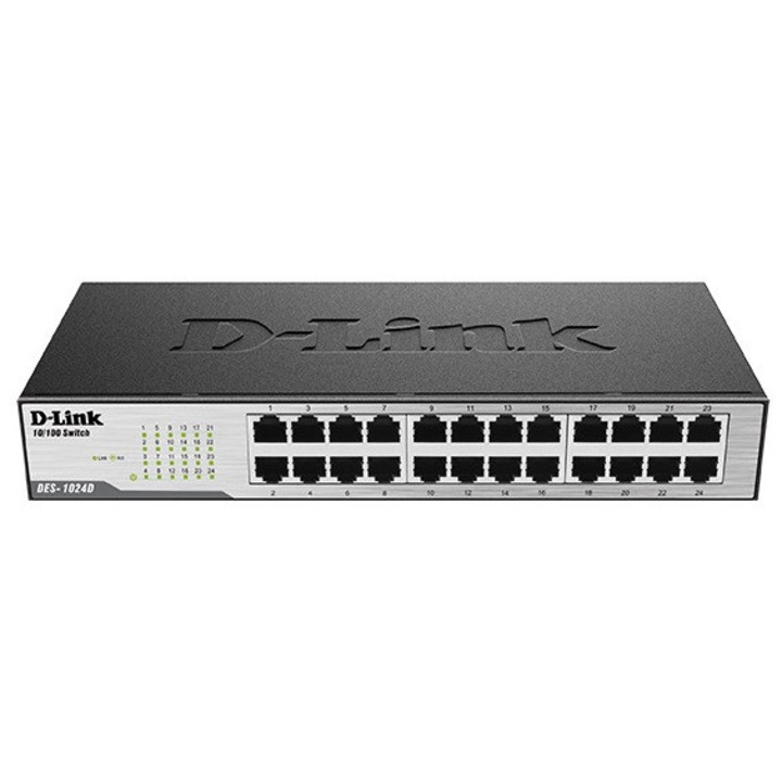 Switch D-Link 24-Port 10/100Mbps, 24 porturi, dimensiuni compacte