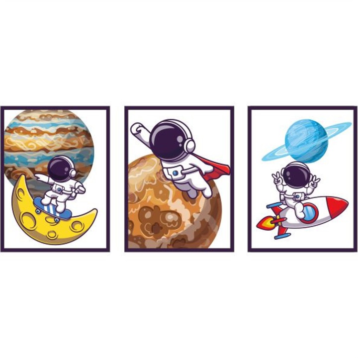 Set 3 stickere perete autocolant Cosmos, 30x40cm