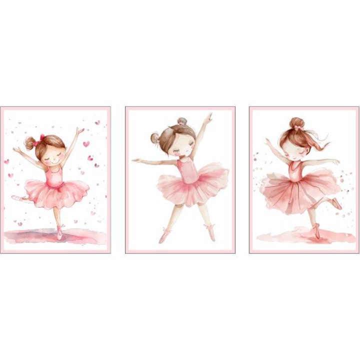 Set 3 stickere perete autocolant balerine, 30x40cm