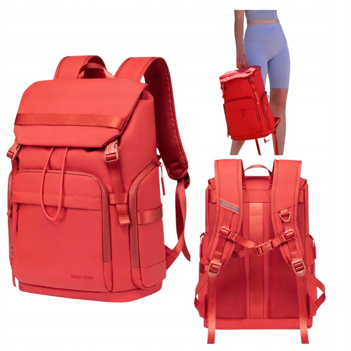Piros városi, fiatalos hátizsák, vízálló, 15 "6" laptophoz, 17 l, aktív nők számára. SUPER FIVE FB723 Red