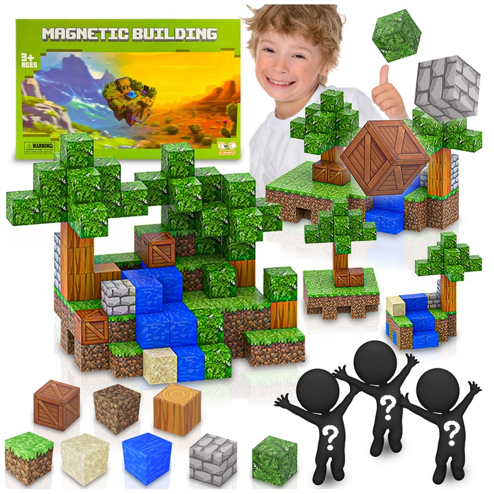 3D конструктор Pixel, 100 части + 3 фигурки, вокселен стил, многоцветен, 2x2 см