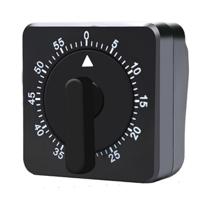 Cronometru mecanic pentru bucatarie, Lunniquee, 60 minute, negru, 6x6x2.5cm