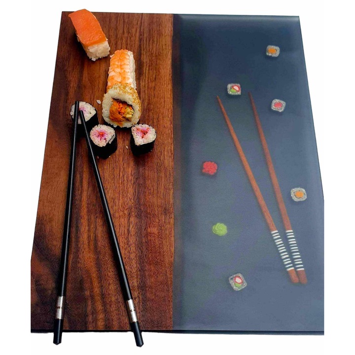 Placă de servire din rășină epoxidică și lemn 400/300mm