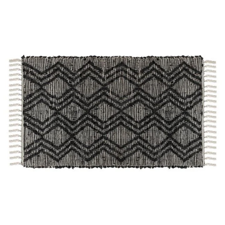 Covoras Decorativ AB HOMES din Piele Artificiala Negru, Model Zigzag, 110x60 cm, Perfect pentru Accente Moderne in Locuinta