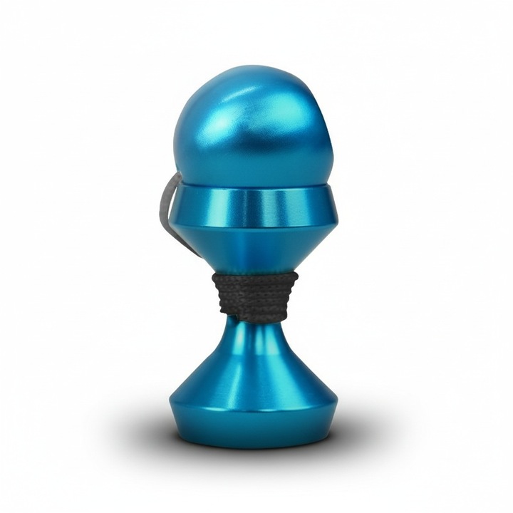 Jucarie Interactiva Kendama, Jucarie de deget, jucarie anti-stres, metal, 5.2x2.5x2.5cm, 37g, albastru, ambalaj in cutie colorata, sac de depozitare din material textil