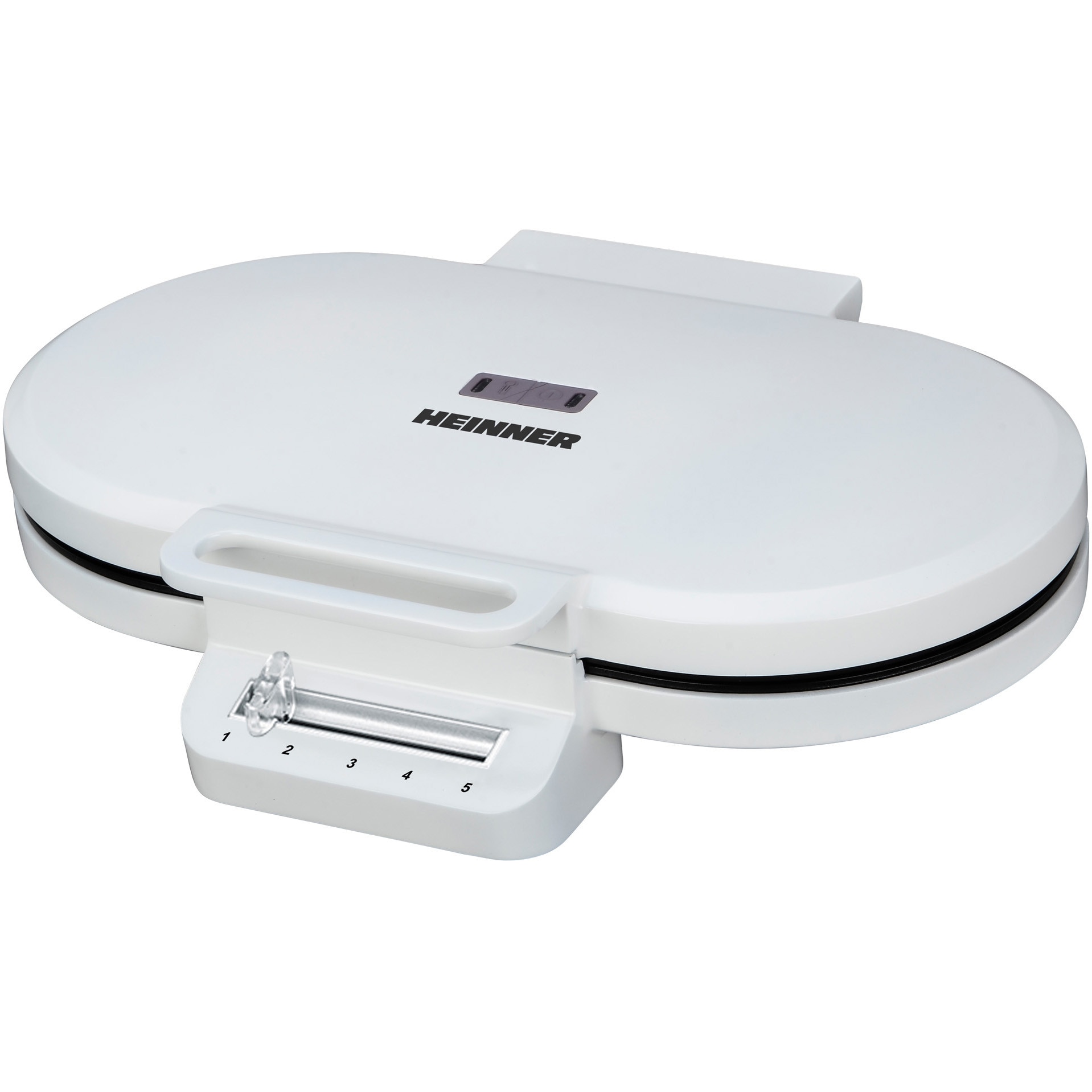 Aparat de facut gofre Heinner HWF-F14002WH, 1400W, capacitate: 2 gofre/vafe, placi fixe cu invelis antiaderent, termostat ajustabil, Indicatori luminosi de folosire, design depozit
