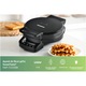 Aparat de facut gofre Heinner HWF-F1200BK , 1200W, capacitate: 1 gofra/vafa, placi fixe cu invelis antiaderent, termostat ajustabil, Indicatori luminosi de folosire, design depozitare verticala, negru