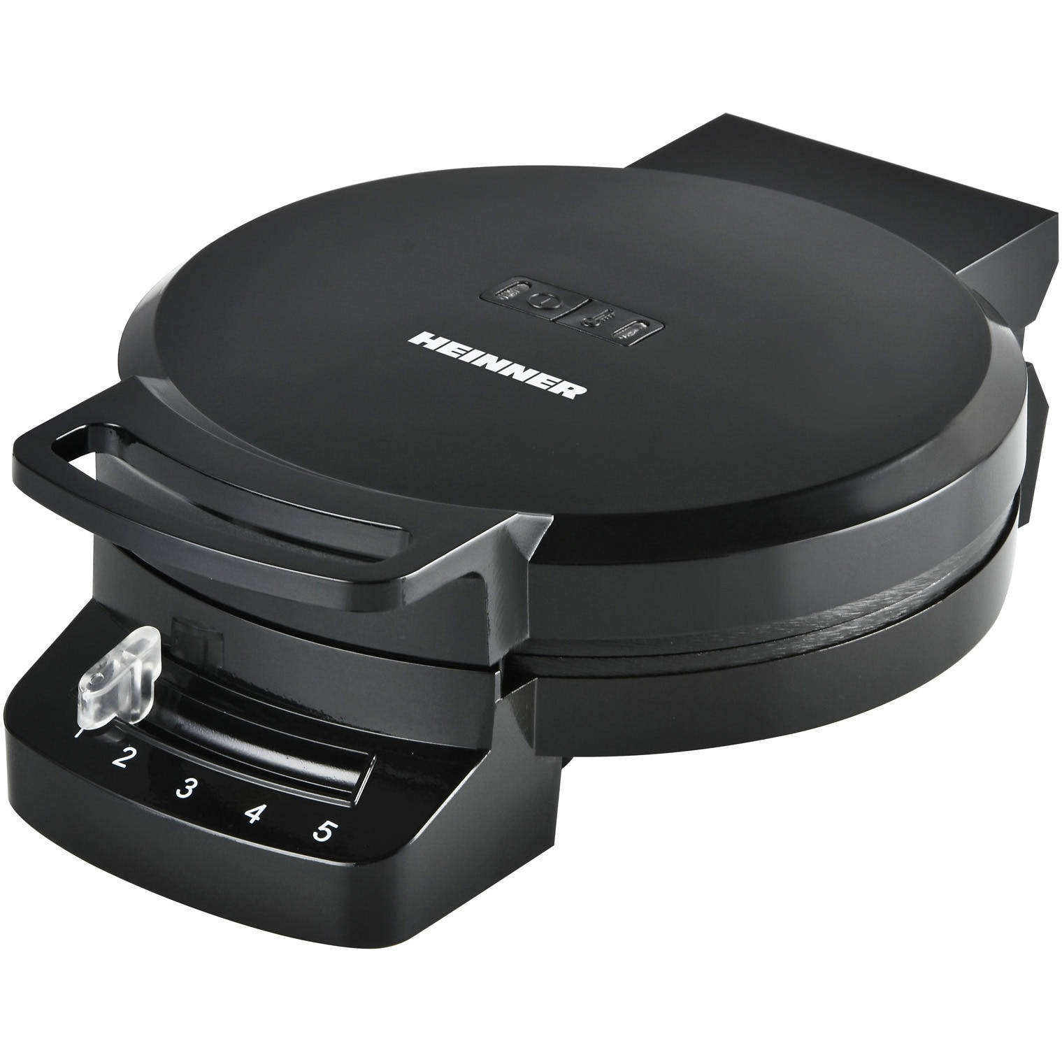 Aparat de facut gofre Heinner HWF-F1200BK , 1200W, capacitate: 1 gofra/vafa, placi fixe cu invelis antiaderent, termostat ajustabil, Indicatori luminosi de folosire, design depozit