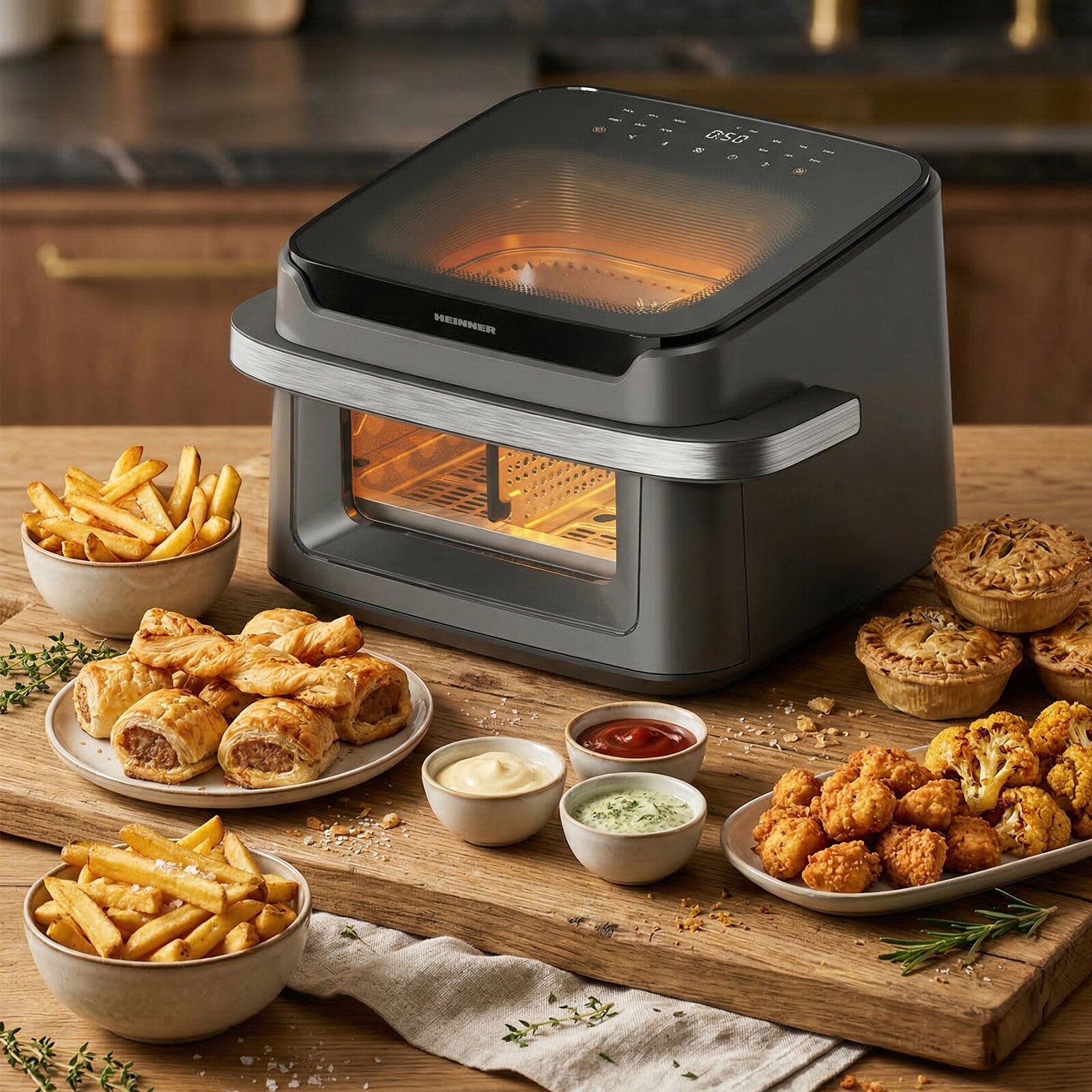 Friteuza cu aer cald Heinner AirBake Revolution HAF-C10DB22GREY, 2200W ...