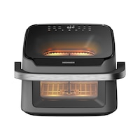 Friteuza cu aer cald Heinner AirBake Revolution HAF-C10DB22GREY, 2200W, 10L, 12 programe, Dubla compartimentare, 2 ferestre vizualizare, Lumina interna, 80-200C, Timer 60 min, Gri antracit