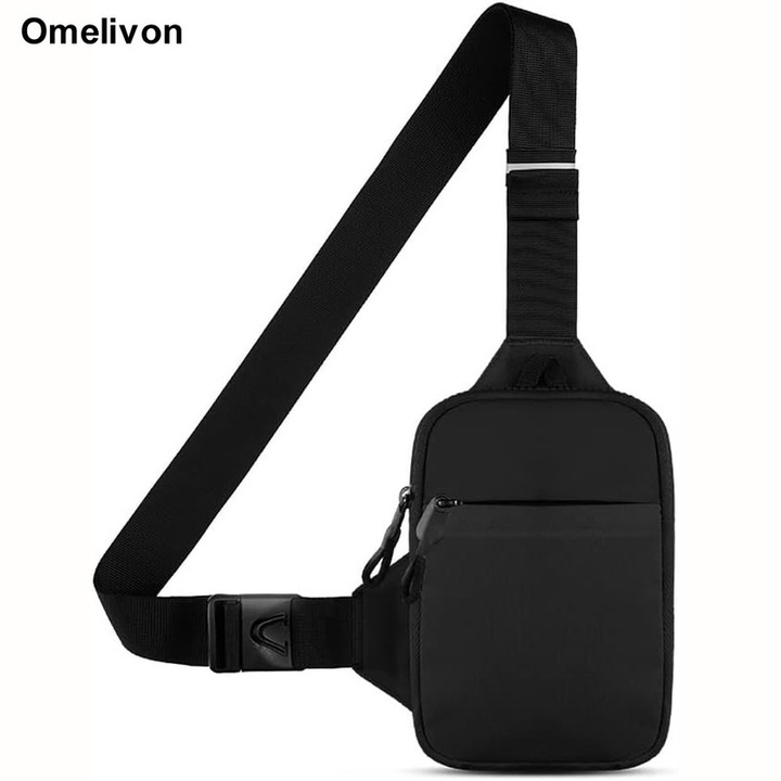 Omelivon mini crossbody táska, vízálló, dupla zsebek, fekete, kicsi
