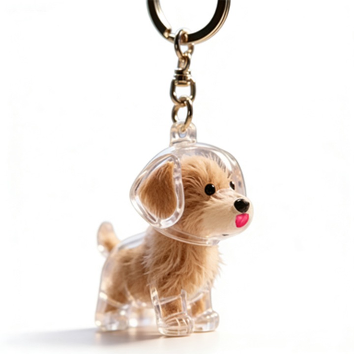 Breloc de depozitare par pentru animale de companie, forma catel, transparent, 3x3x5cm, 20g