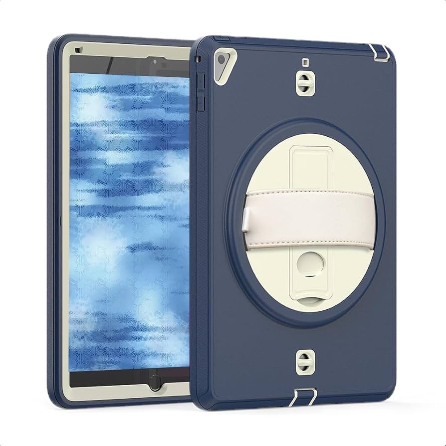 Husa Compatibila cu iPad 10.2/10.5 (19/20/21) Navy Blue-Bej