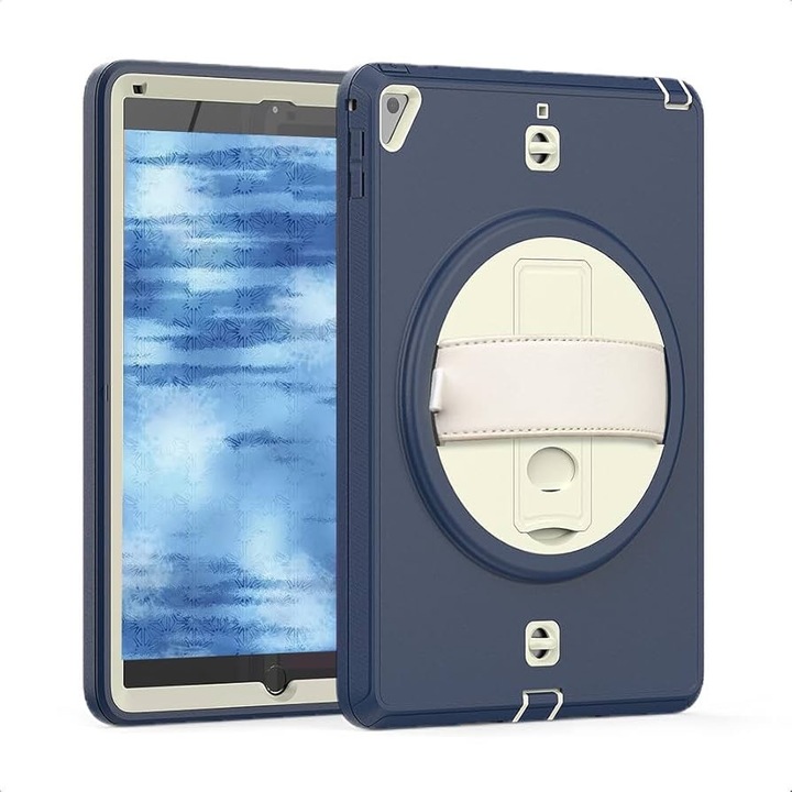Husa Compatibila cu iPad 10.2/10.5 (19/20/21) Navy Blue-Bej