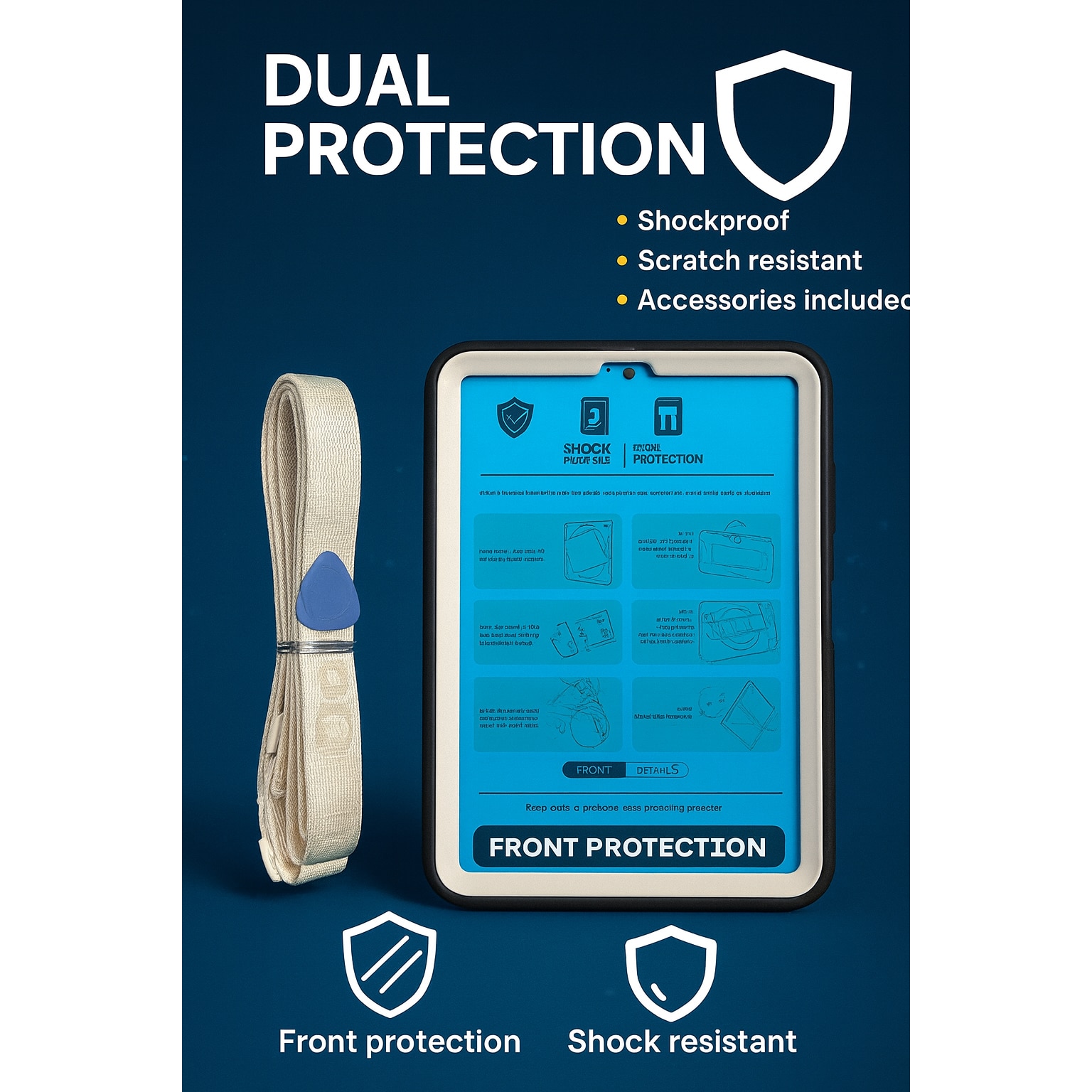 Husă tabletă Anti shock, protecție dublă, design elegant, curcubeu, pentru iPad Mini 6
