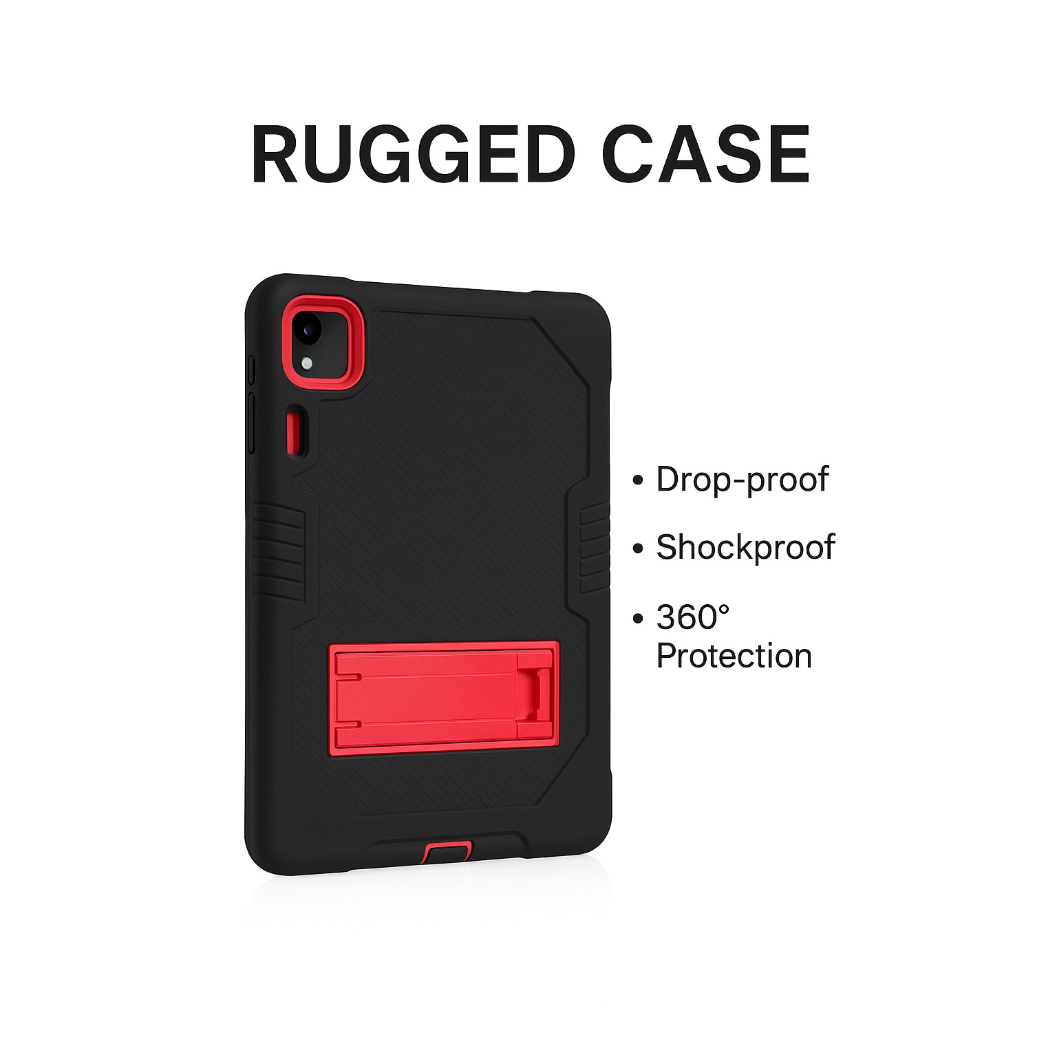 Husă pentru tabletă, design elegant, roșu+negru, protecție dublă, pentru iPad Mini 6