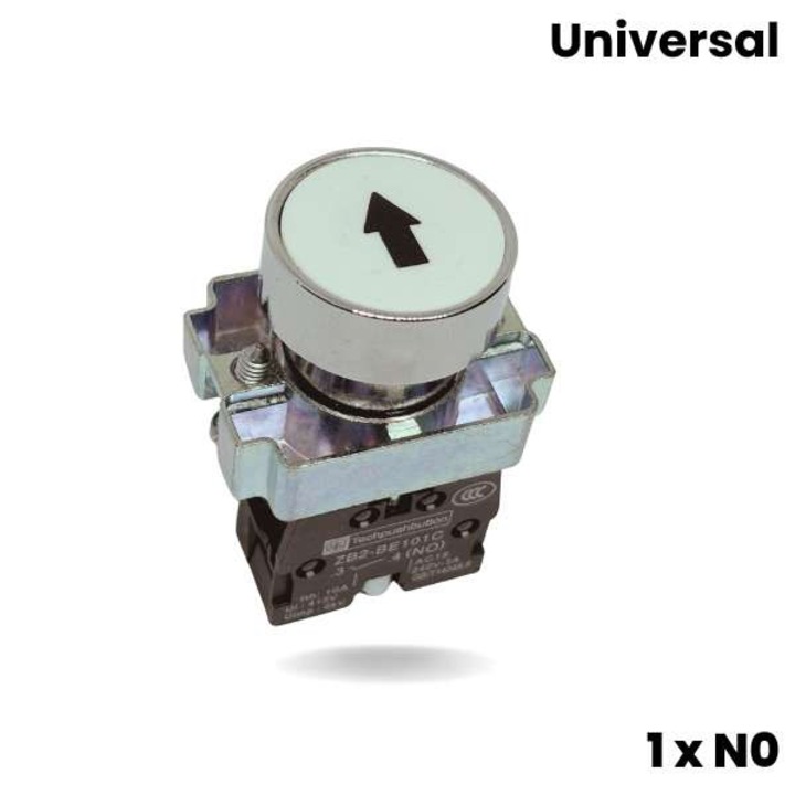 Fehér emelőgomb 1 x NO, fém, 29 mm átmérő, 55 mm magasság