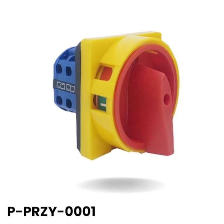 Főkapcsoló AZ, 20A, IP65, sárga-piros fogantyú, panel