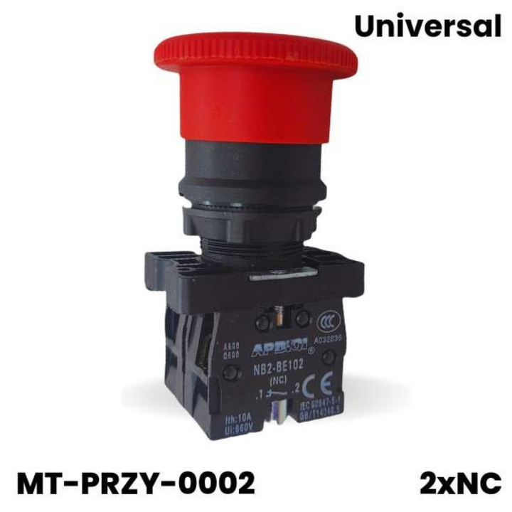 Vészleállító gomb, AZ, 2xNC, Fekete, Kompakt méretek