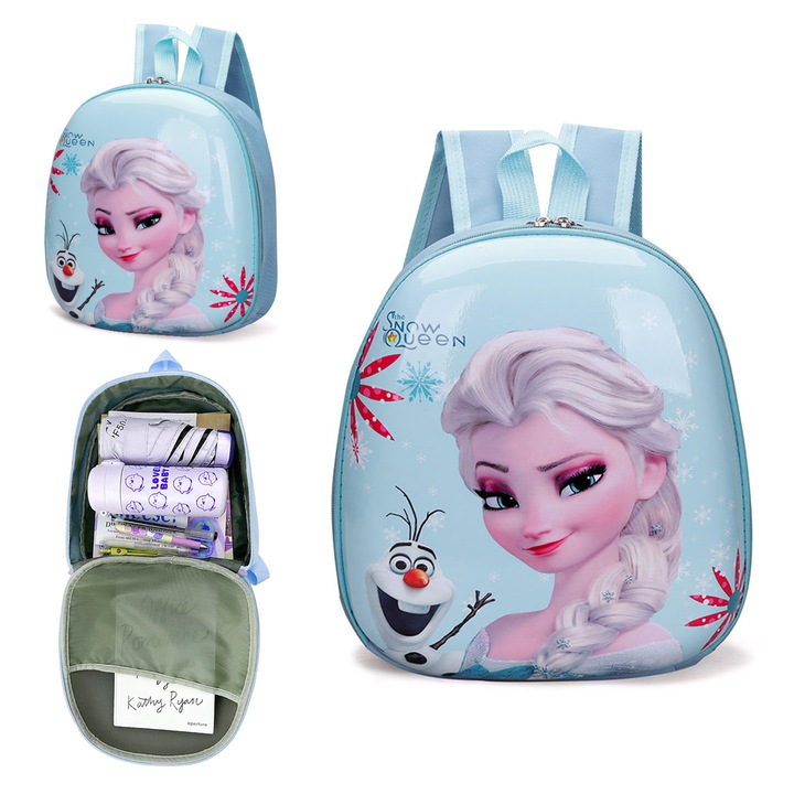 Ученическа раница Frozen, Марка Forninc, Раница Frozen Елза, Детска раница с модел Frozen, Ергономична, Удобна за носене, Синя, Многоцветна