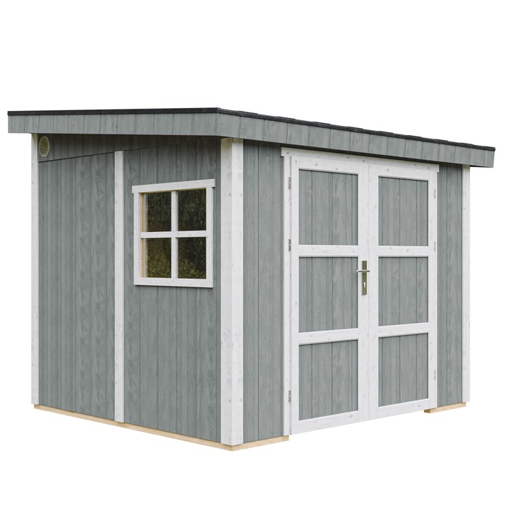 Casa de gradina calitate premium 5, 9 m² - H231x248x294 cm - Fara podea si perete lateral - Timbela M938B-CAVERN STEEL