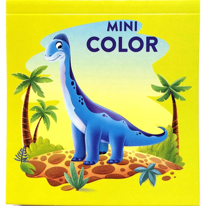 Carte de colorat mini, pentru copii, 10x10.5 cm, Dinozauri