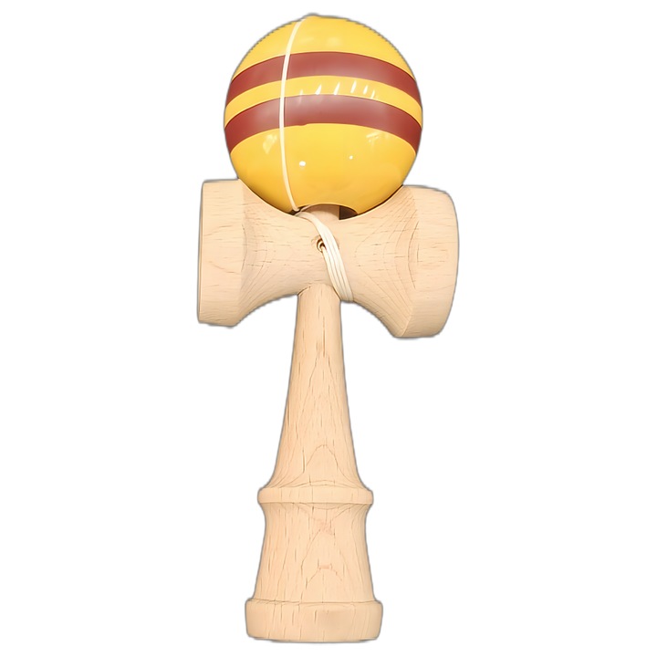 Kendama din lemn, bila colorata, set, multicolor, pentru 8 ani
