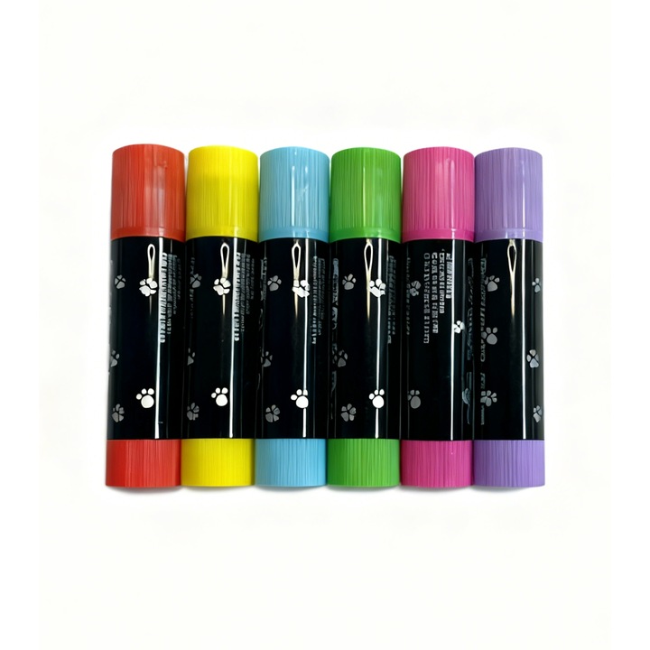 Creioane lavabile pentru colorarea blanii animalelor de companie, pigmenti pe baza de apa, netoxici, usor de aplicat si de clatit, siguri pentru pisici si caini, 6 culori