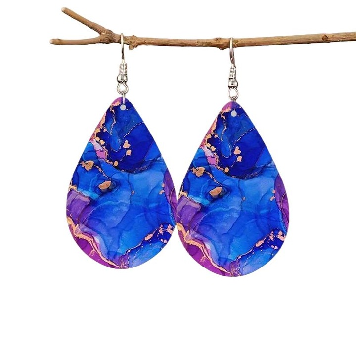 Cercei din lemn cu design boem, naturali si usori - Pendante duble in forma de caju, ideale pentru festival, cosplay sau cadou