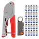 Set clesti de compresie pentru cablu coaxial RG59/RG6, kashemano, Inclusiv 25 de mufe F-TL-H518A si dezizolator, Otel/Plastic