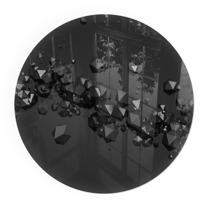 Placa Sticla Securizata, Wallfluent, Rotunde, Ø90 cm, Nori geometrici in forme abstracte, Izolare Termica Podea, 4mm, Sub Soba, 010010780150000006123