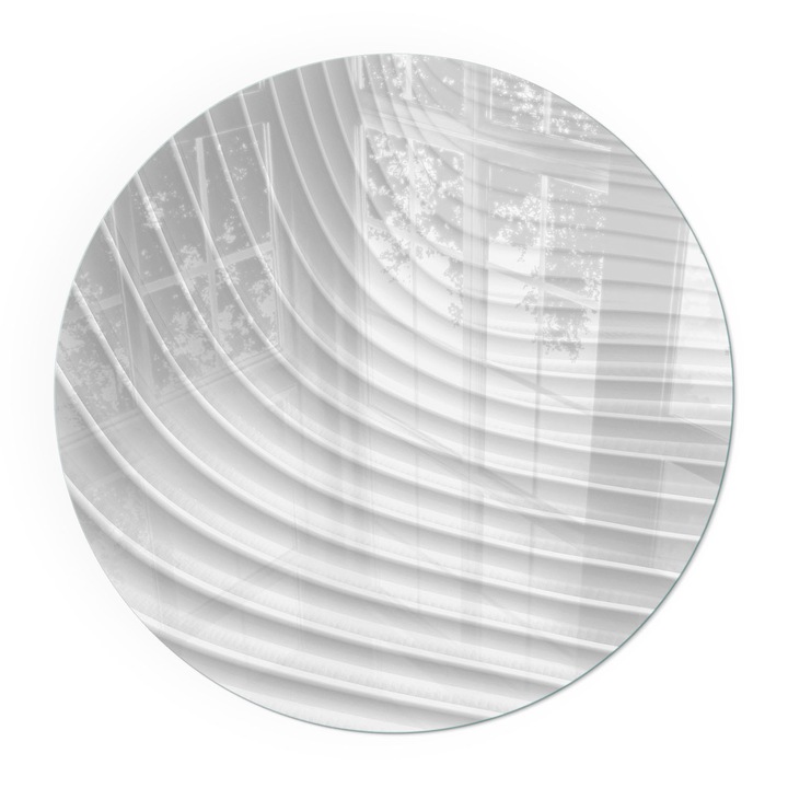 Covor Sticla, Wallfluent, Rotunde, Ø80 cm, Linii delicate in miscare, Termorezistenta, Baza Siguranta Pentru Podea, Anti-Scantei, 010010780140000006025