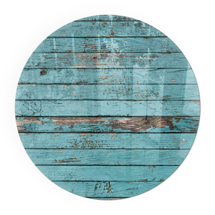 Placa Sticla Securizata, Wallfluent, Rotunde, Ø100 cm, Model rustic de tabla, Sticla Calita 4mm, Rezistenta la Caldura, 010010780160000020220