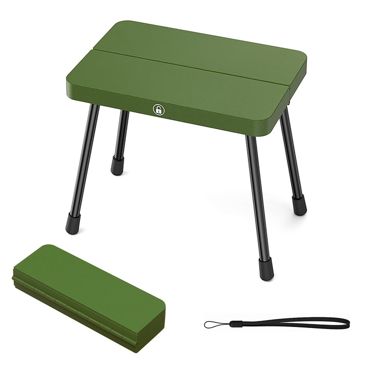 Преносим сгъваем стол, AFKSMILE, Сгъваем стол за риболов, Къмпинг стол, С капацитет на натоварване 150 кг, Лесен за сглобяване, Ергономичен дизайн, За туризъм, пикник, градина, Алуминий, 29*20*25 см, Зелен