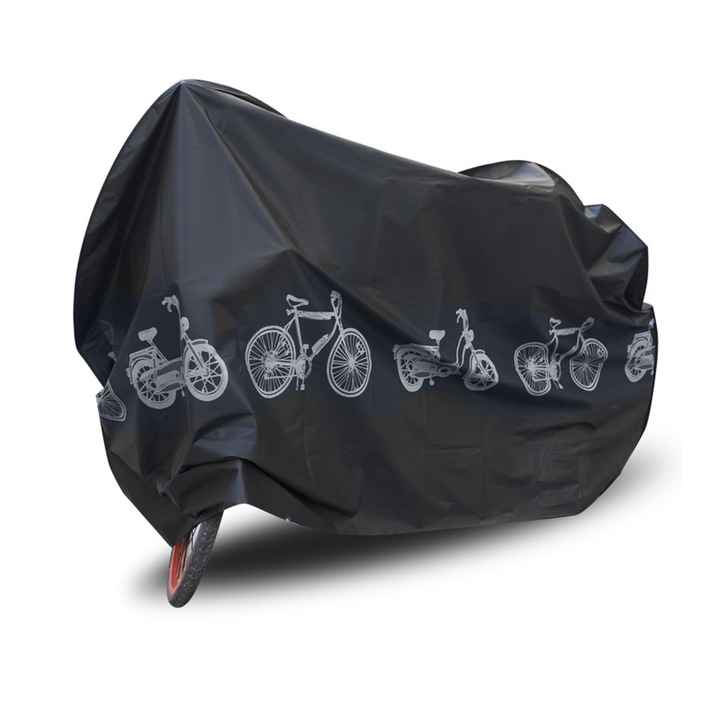 Защитно покривало за велосипед, AFKSMILE, Водоустойчиво покривало за велосипед, Универсално покривало за велосипед, Защита от прах, защита от слънце, сняг, За всякакви метеорологични условия, PEVA, 200*100см, Черно