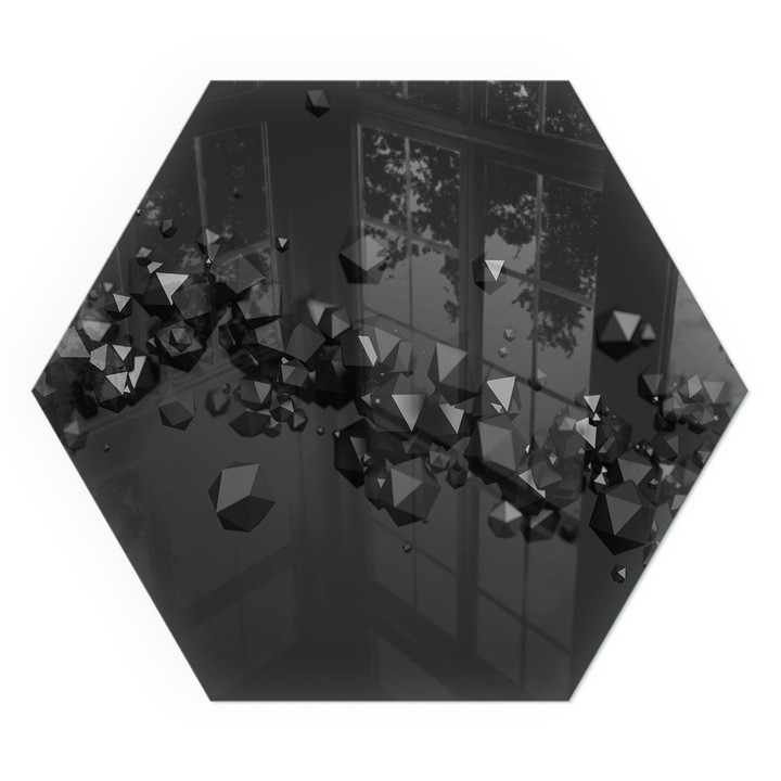 Placa Sticla Securizata, Wallfluent, Heksagonala, h40 cm, Nori geometrici in forme abstracte, Izolare Termica Podea, 4mm, Sub Soba, 010010780200000006123