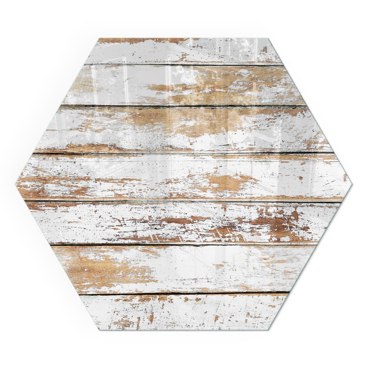 Covor Sticla Securizata, Wallfluent, Heksagonala, h40 cm, O placa de lemn uzata, Sticla Calita 4mm, Rezistenta la Caldura, 010010780200000057328