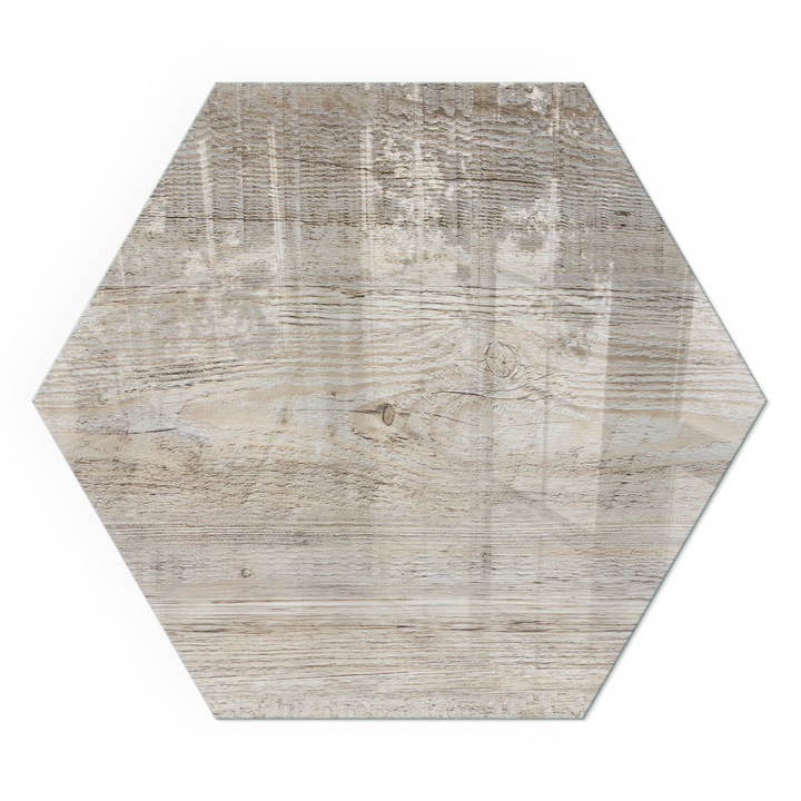 Placa Sticla, Wallfluent, Heksagonala, h40 cm, Textura lemn proaspat, Termorezistenta, Baza Siguranta Pentru Podea, Anti-Scantei, 010010780200000019160