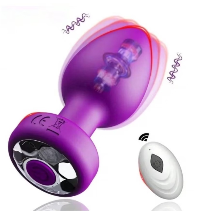 Anális dugó vibrációval, 10 vibrációs mód, ékszeres design, csendes, USB töltés, hipoallergén orvosi szilikon, vízálló, 3.58cm, nőknek, férfiaknak, pároknak, lila