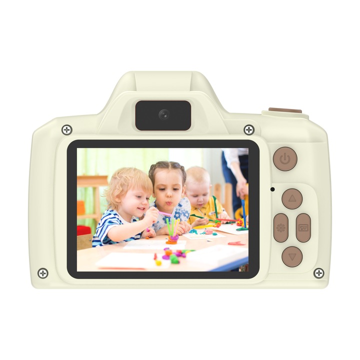 Camera pentru copii, camere duble fata si spate, 4800w pixeli, 1080p, card de memorie 32G, cititor de carduri USB, 600mah, muzica si jocuri, cronometru, filtre, autofocus
