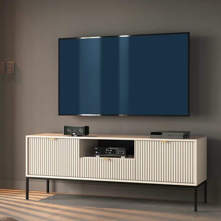 Dulap TV NANAIMO, 2 schowki, 1 sufladita, PAL laminat, 56 x 154 x 39 cm, Kaszmirow