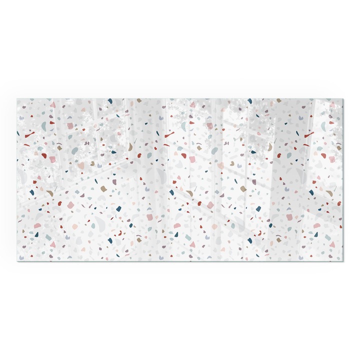 Covor Sticla, Wallfluent, Dreptunghiulara, 125x50 cm, Figuri mici intr-un aranjament dinamic, Sticla Calita 4mm, Rezistenta la Caldura, 010010780190000012237