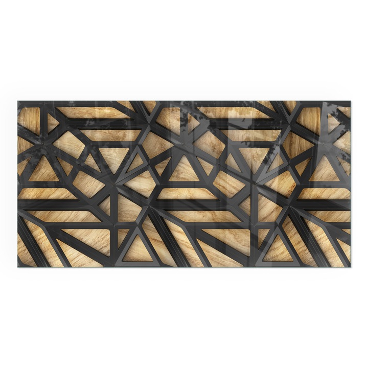 Placa Sticla, Wallfluent, Dreptunghiulara, 100x50 cm, Forme abstracte cu motiv din lemn, Izolare Termica Podea, 4mm, Sub Soba, 010010780170000033991