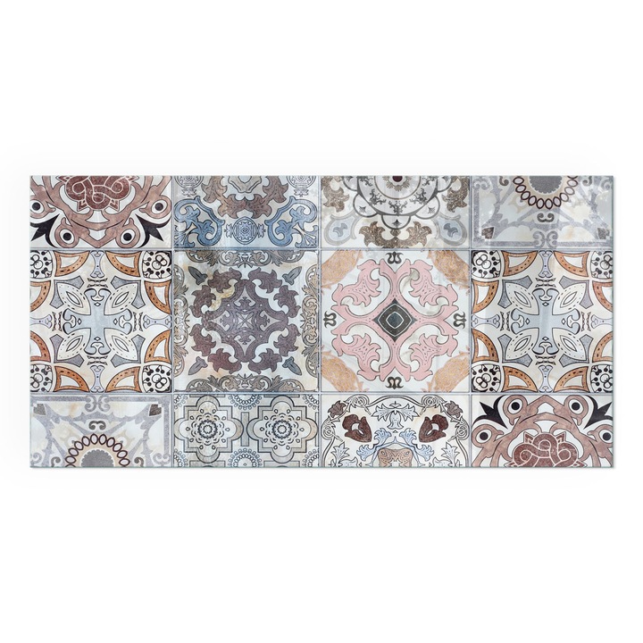 Placa Sticla, Wallfluent, Dreptunghiulara, 125x50 cm, Modele de mozaic cu placi, Termorezistenta, Baza Siguranta Pentru Podea, Anti-Scantei, 010010780190000020495